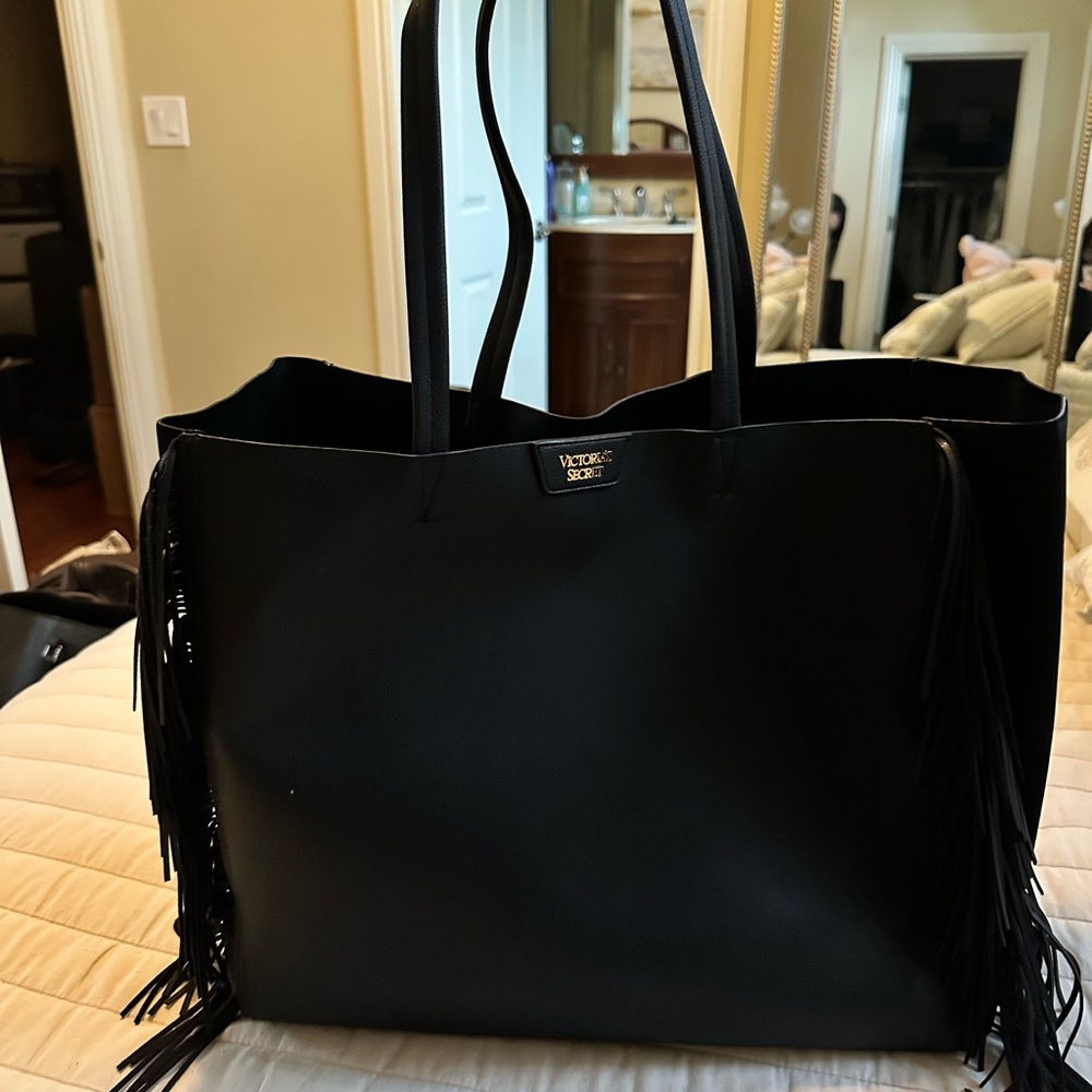 Victoria's Secret Black Tote with Fringe Details - Picture 3 of 7